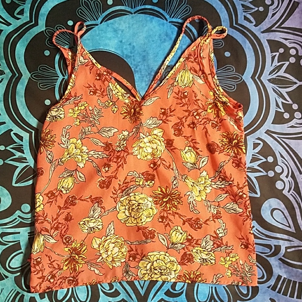 Pink flowy chiffon tank- cute for summer!